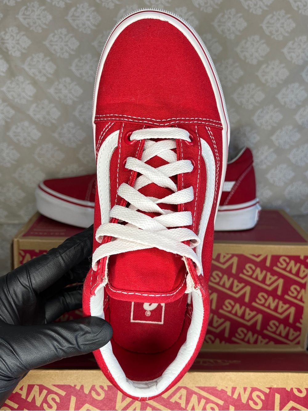 Vans Old Skool Sneakers - Red with White Stripe - Picture 4 of 8